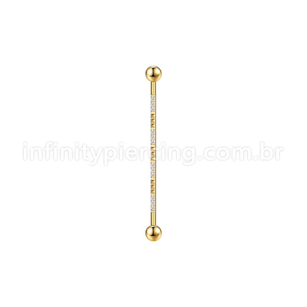Piercing Transversal Aço Cirurgico Detalhes/Zircônia