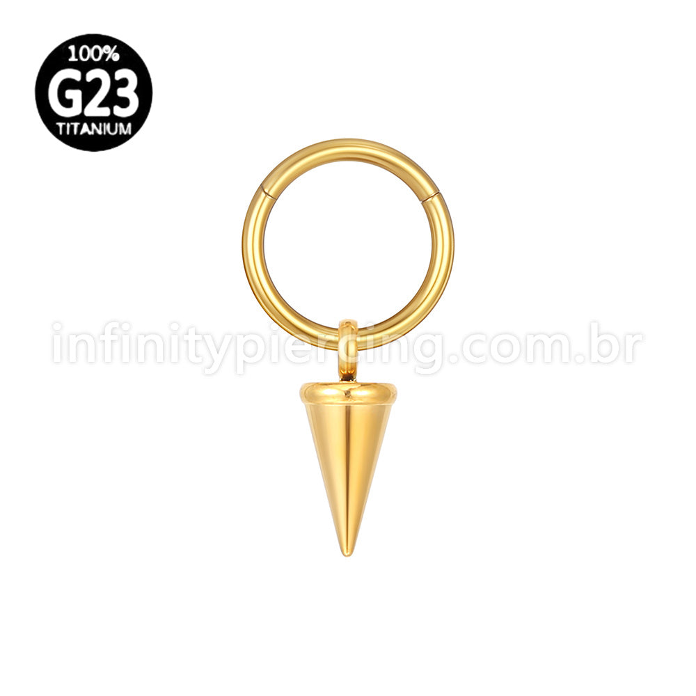 Piercing Argola Lisa Titânio Com Pingente Spike