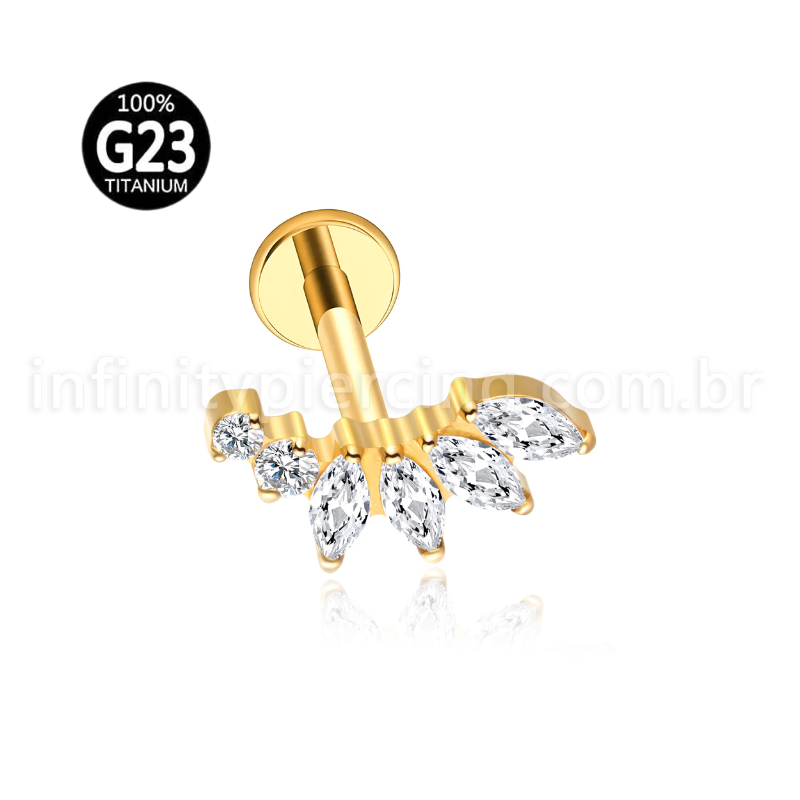 Piercing Labret Titânio Cluster Zircônia