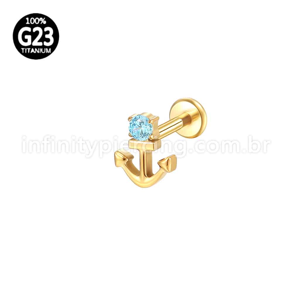 Piercing Labret Titânio Ancora Com Zircônia