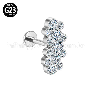 Piercing Labret Titânio Zircônias Cravejadas