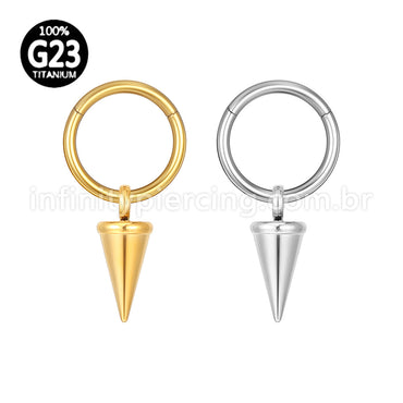 Piercing Argola Lisa Titânio Com Pingente Spike