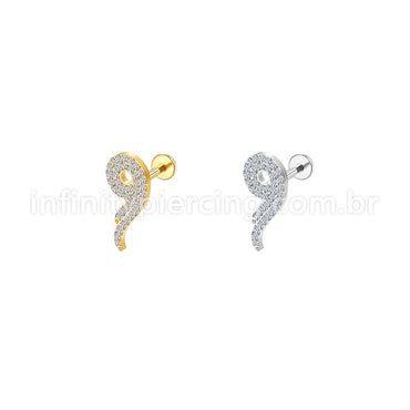 Piercing Labret Aço Cirúrgico Com Zircônia Cravejada
