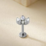 Piercing Labret Titânio 4 Zircônias