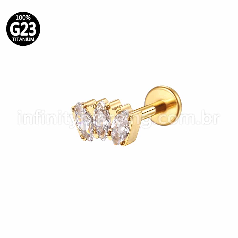 Piercing Labret Rosca Interna Titânio Zircônia