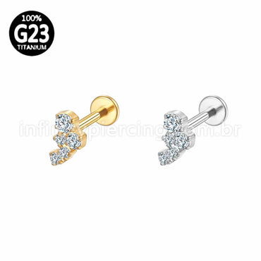 Piercing Labret Titânio 5 Zircônias