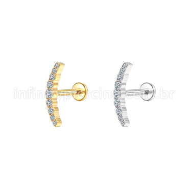 Piercing Labret Aço Cirúrgico Cluster Zircônia