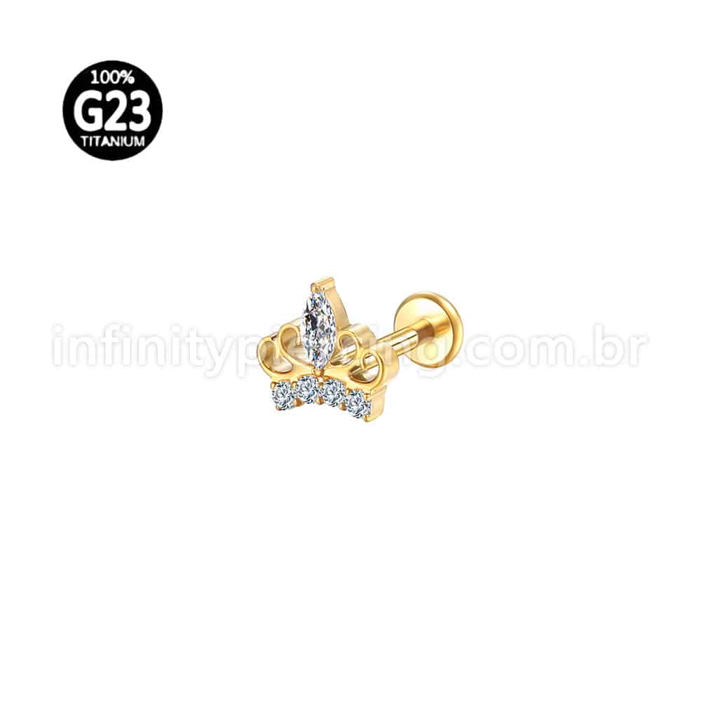Piercing Labret Titânio Coroa Zircônia