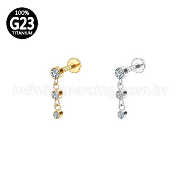 Piercing Labret Titânio Ponto De Luz Com Pingente Zircônia