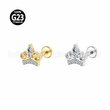Piercing Labret Titânio Coroa Zircônia
