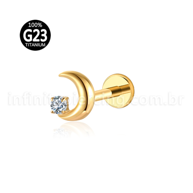Piercing Labret Titânio Lua Zircônia