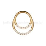 Piercing Argola Segmento Articulado Aço Cirúrgico Zircônia Cravejada Duplo