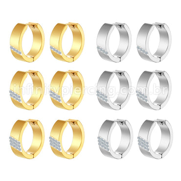 Argola Aço Inoxidável Detalhe Strass