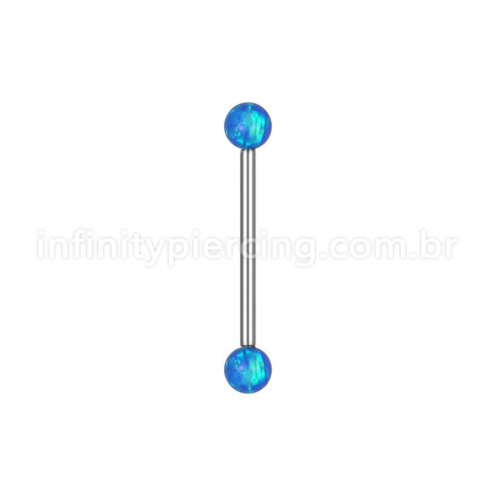 Piercing Barbell Reto Opala Aço Cirúrgico 316L