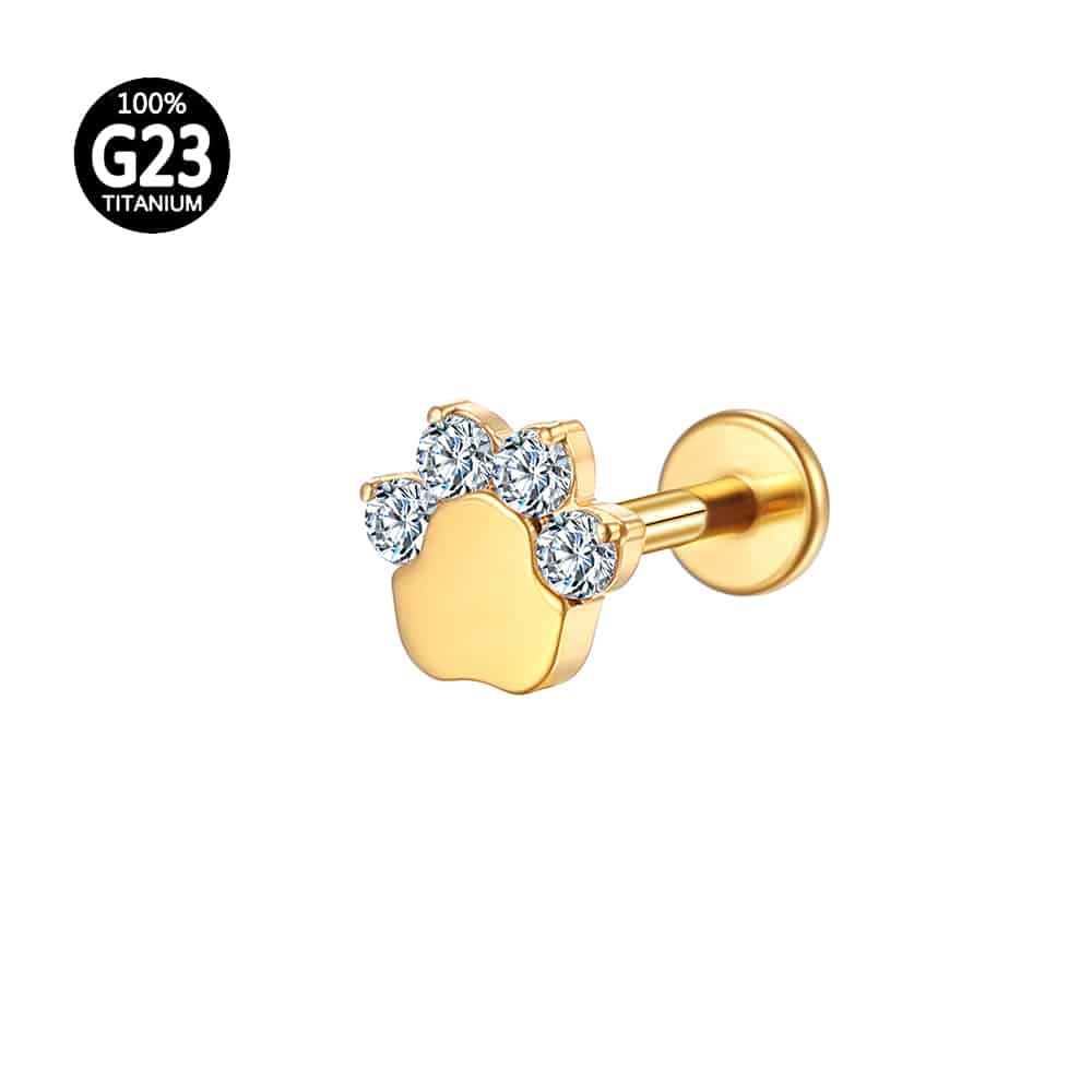 Piercing Labret Titânio Patinha Zircônia