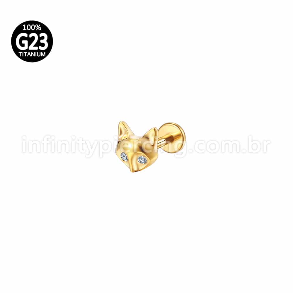 Piercing Labret Titânio Raposa Zircônia