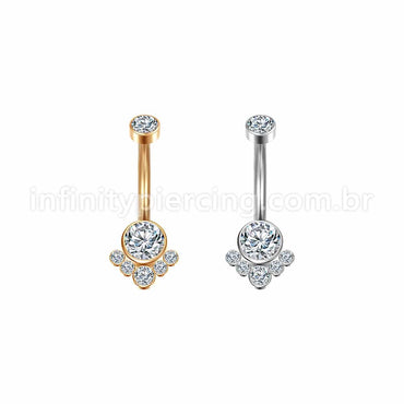 Piercing Banana Aço Cirúrgico Indiano 7 Zircônias Cravada