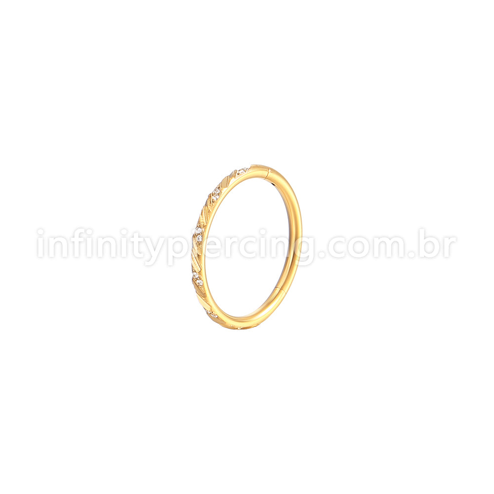 Piercing Argola Aço Cirúrgico Detalhada/Zircônia Cravejada