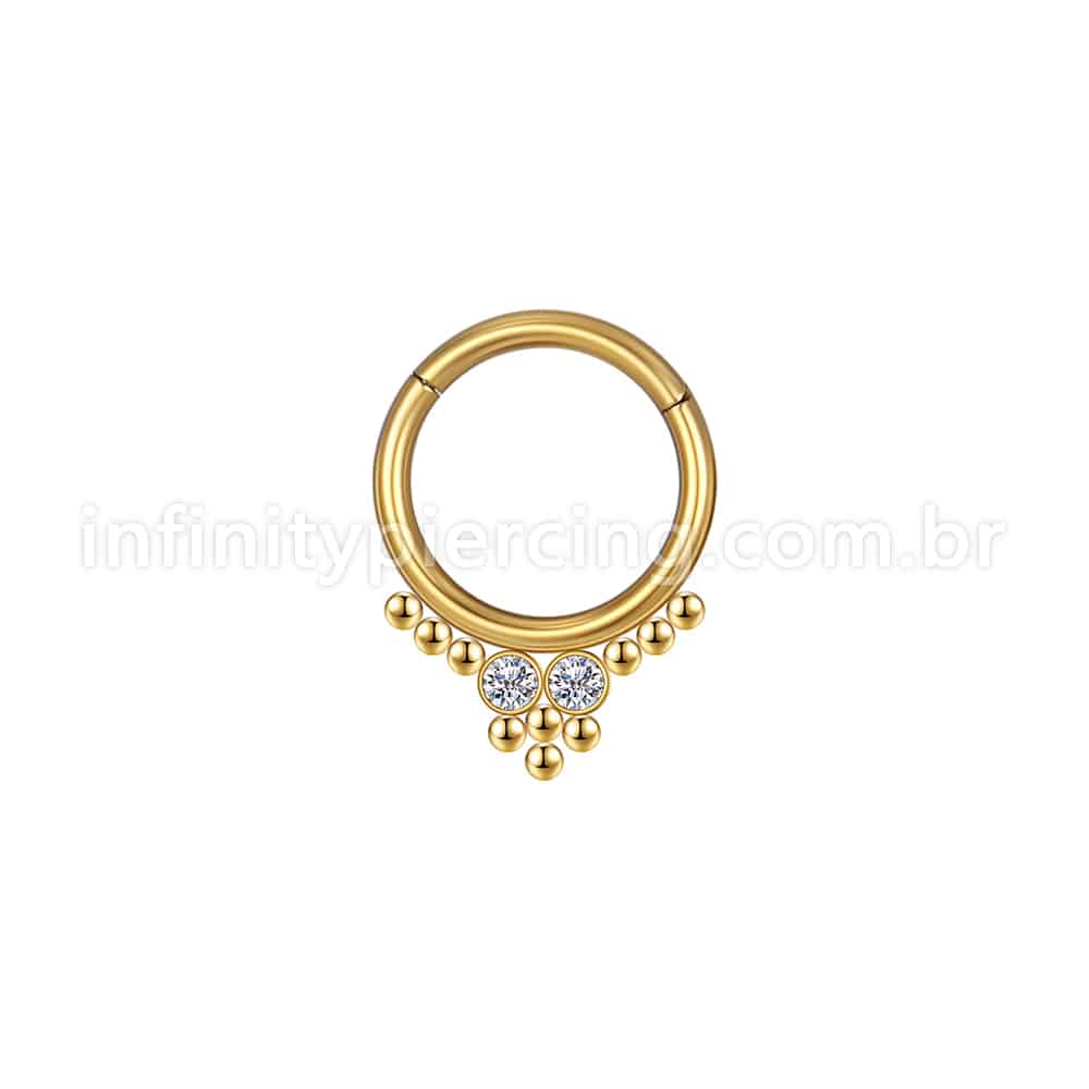 Piercing Argola Aço Cirúrgico Segmento Articulado Indiano Zircônia