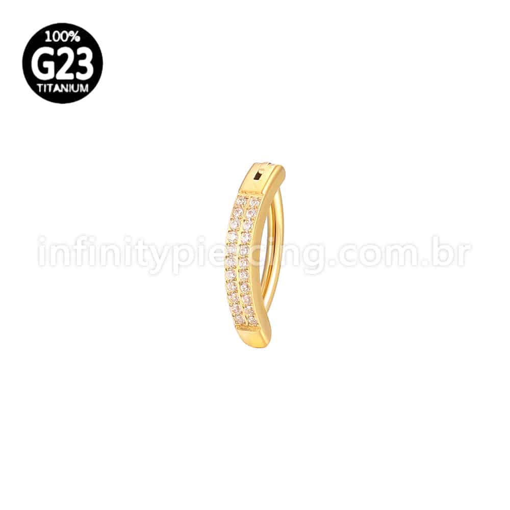 Piercing Argola Para Umbigo Titânio 2 Fileiras Zircônia