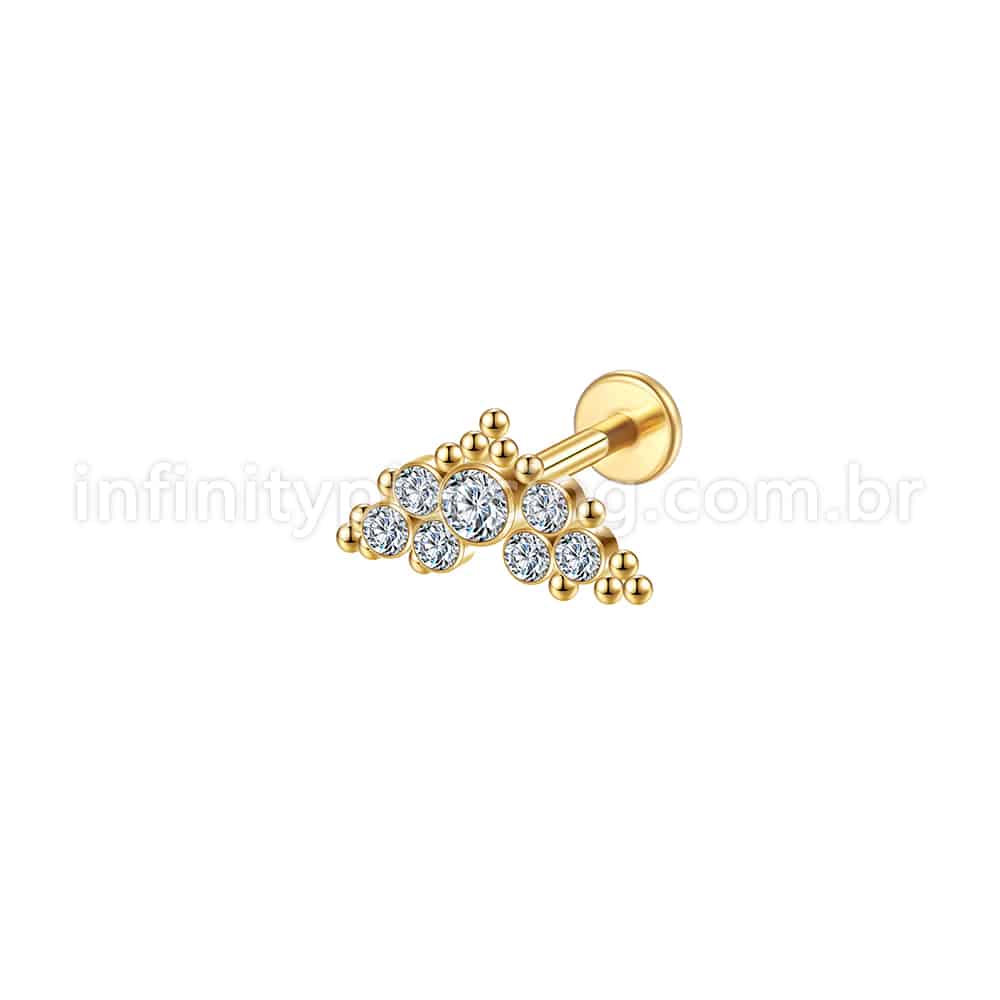 Piercing Labret Aço Cirúrgico Indiano Zircônia