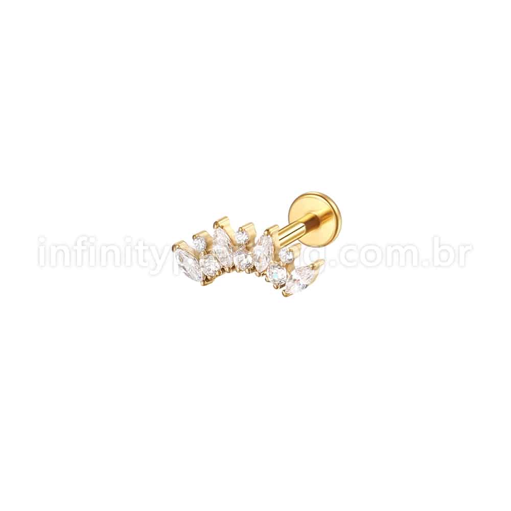 Piercing Labret Aço Cirúrgico Cluster Zircônia Cravada