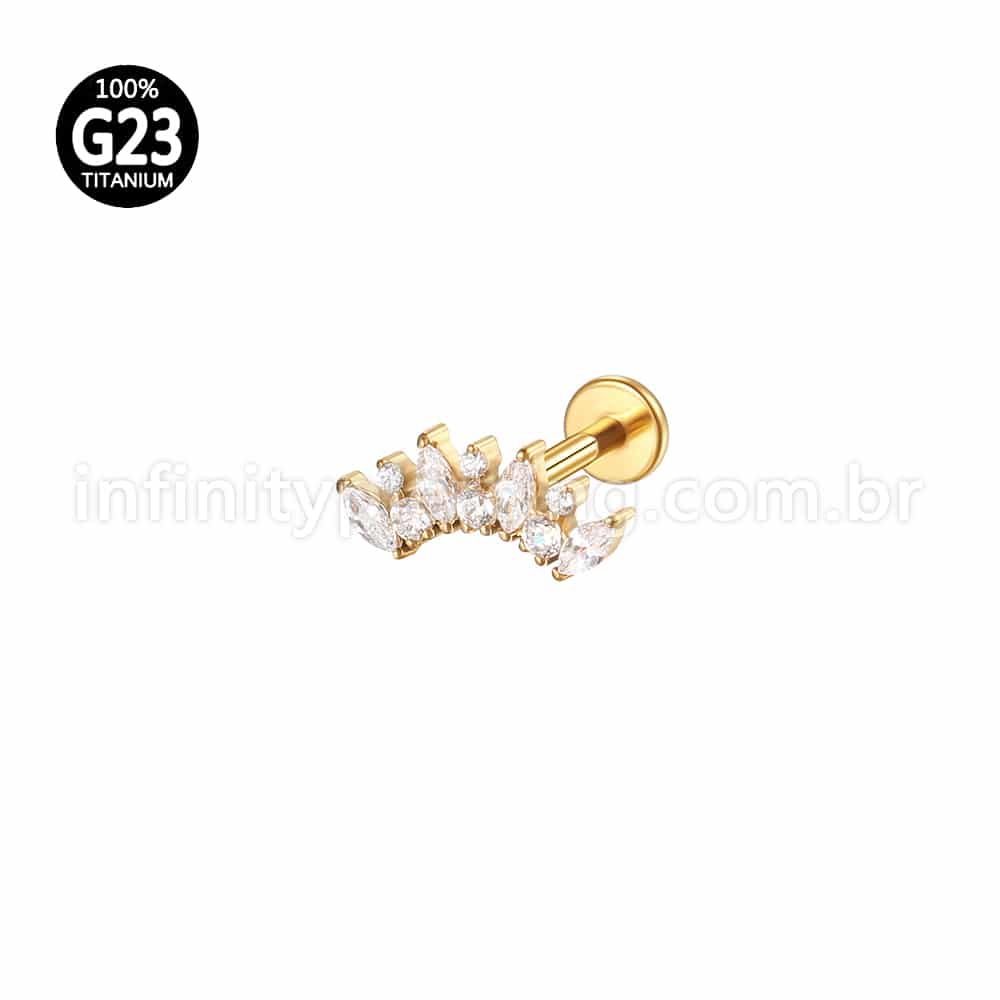 Piercing Labret Titânio Cluster Zircônias Cravejadas