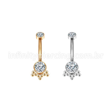 Piercing Banana Aço Cirúrgico Indiano Zircônia