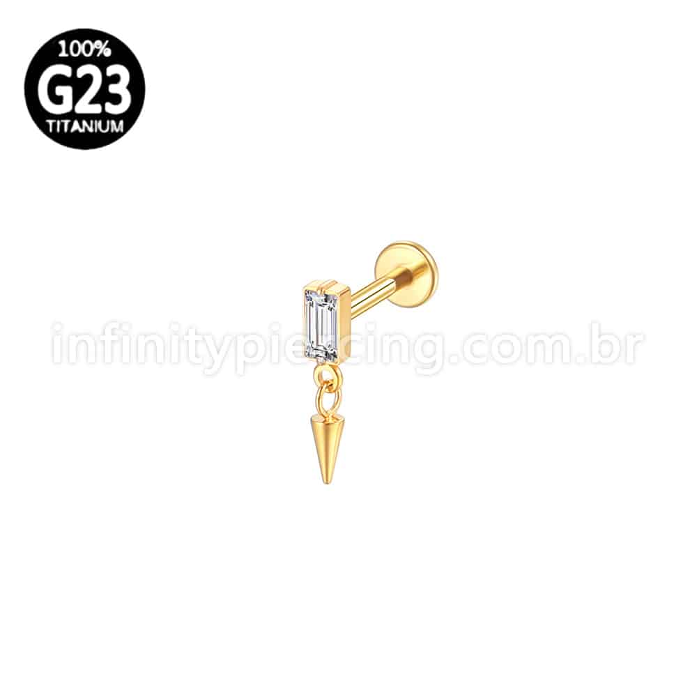 Piercing Labret Titânio Retângulo Com Pingente Spike