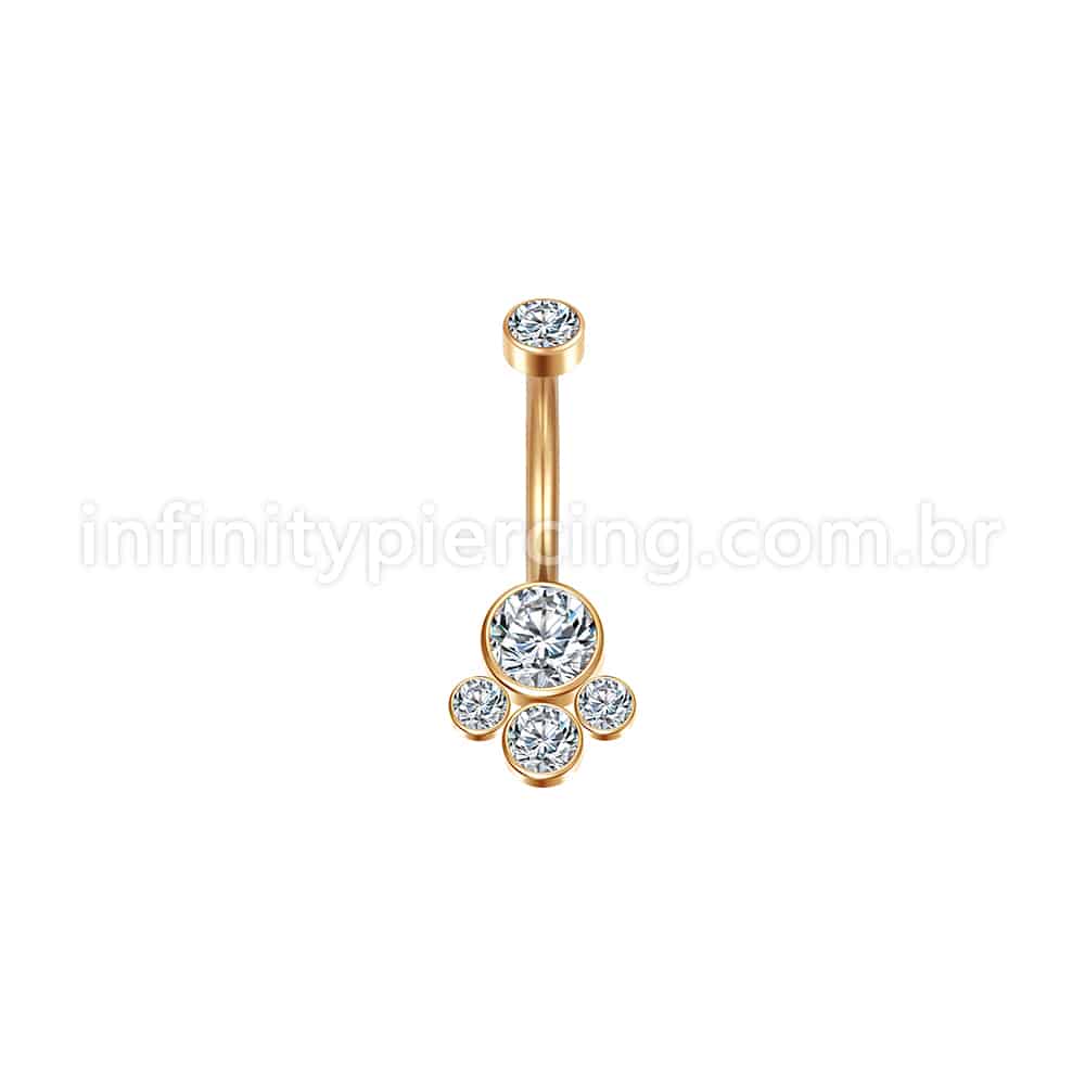 Piercing Banana Aço Cirúrgico Indiano Zircônia