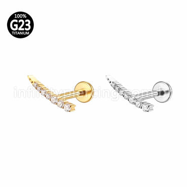Piercing Labret Titânio Cluster 7 Mini Zircônias Cravejada