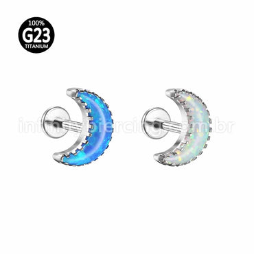 Piercing Labret Titânio Lua Opala