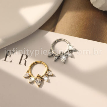 Piercing Argola Aço Cirúrgico Segmento Articulado Zircônia Oval