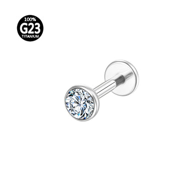 Piercing Labret Titanio Ponto De Luz Zircônia Com Ponta