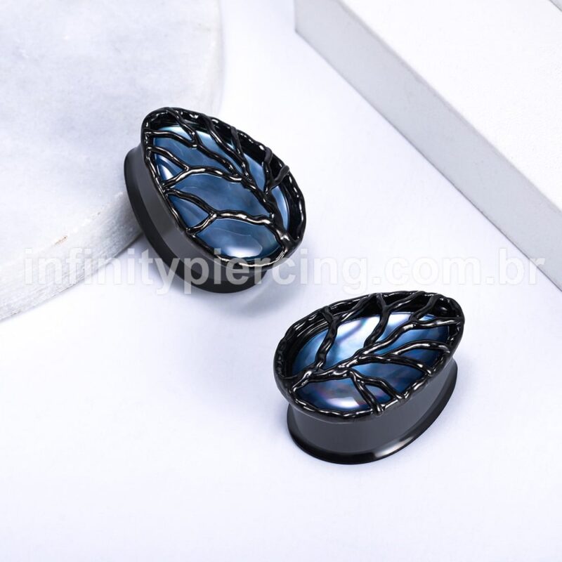 Alargador Aço Cirúrgico Black Arvore Da Vida