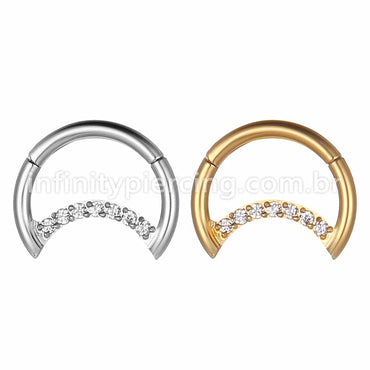 Piercing Segmento Articulado Lua Zircônia Cravejada