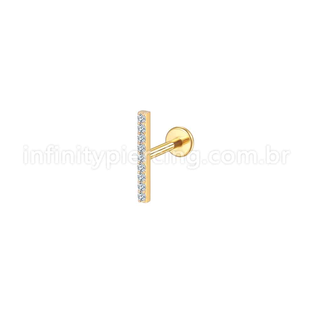 Piercing Labret Aço Cirúrgico Barra 12mm Zircônia Cravejada