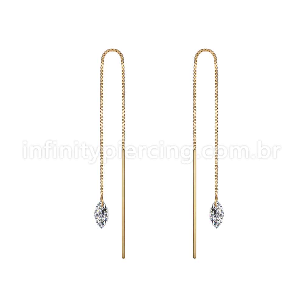 Piercing Palitinho Corrente Aço Cirúrgico Zircônia Oval