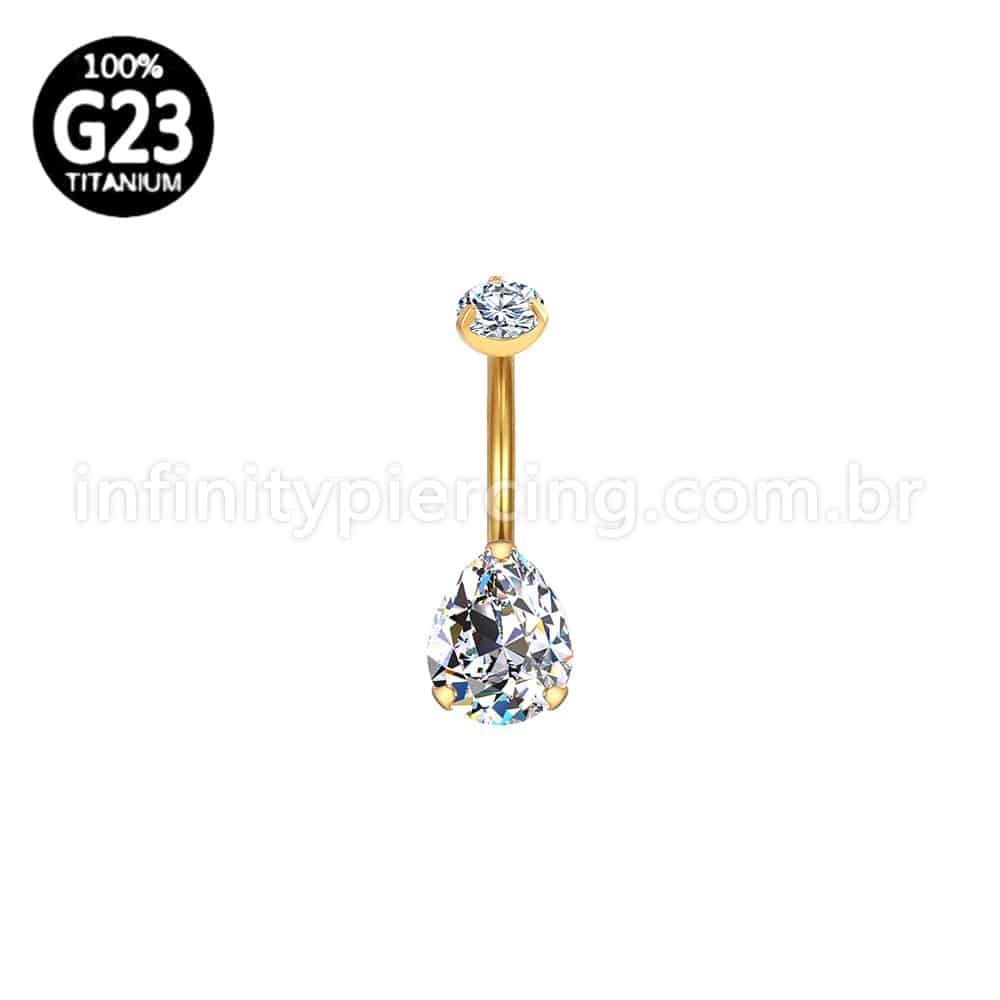 Piercing Banana Titânio Gota 2 Zircônias