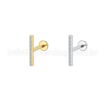 Piercing Labret Aço Cirúrgico Barra 12mm Zircônia Cravejada