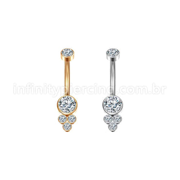 Piercing Banana Aço Cirúrgico Indiano Zircônia