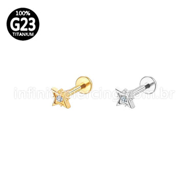 Piercing Labret Titânio Estrela Zircônia