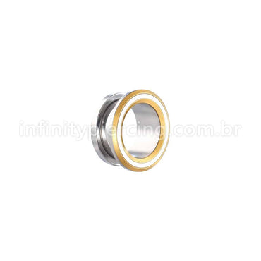 Alargador Aço Cirúrgico Com Detalhes Dourado