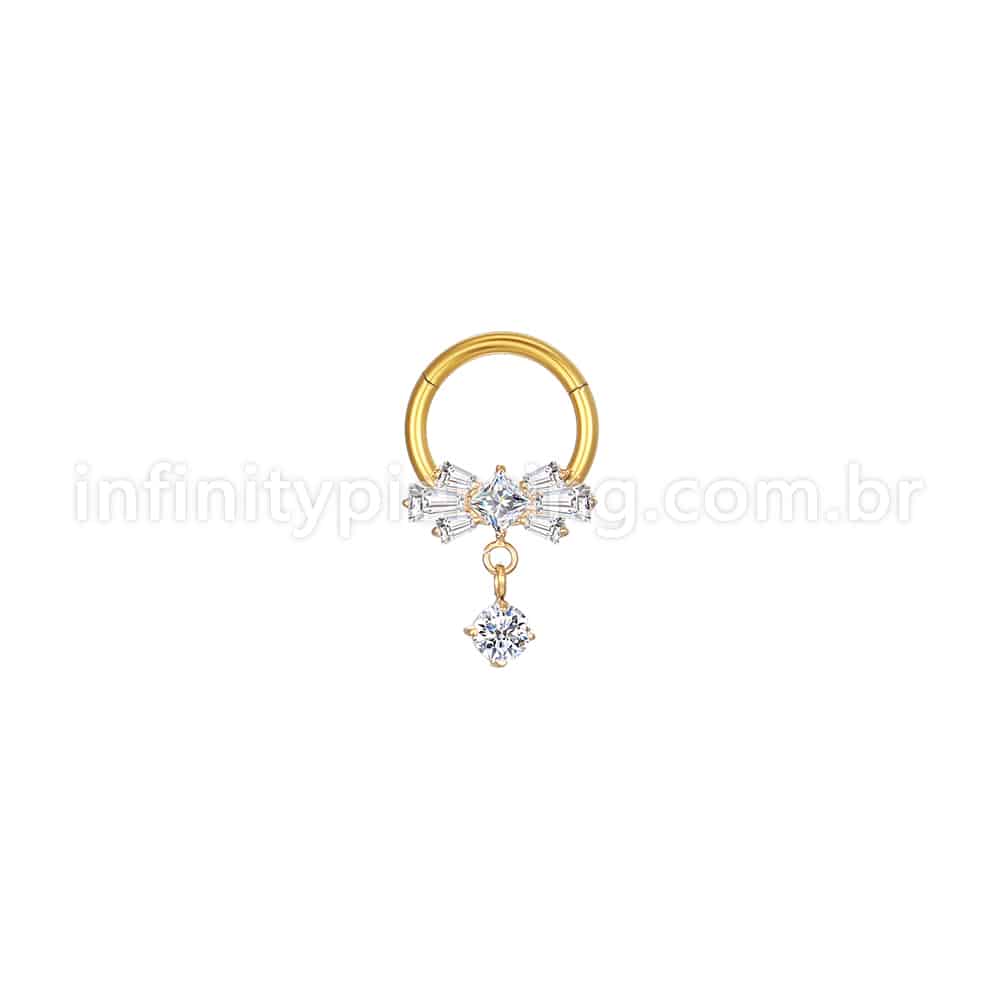 Piercing Argola Aço Cirúrgico Laço Com Pingente Zircônia