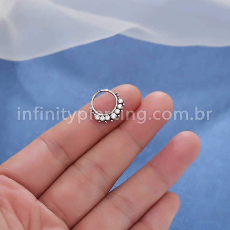 Piercing Argola Titânio Segmento Articulado Indiano Zircônia