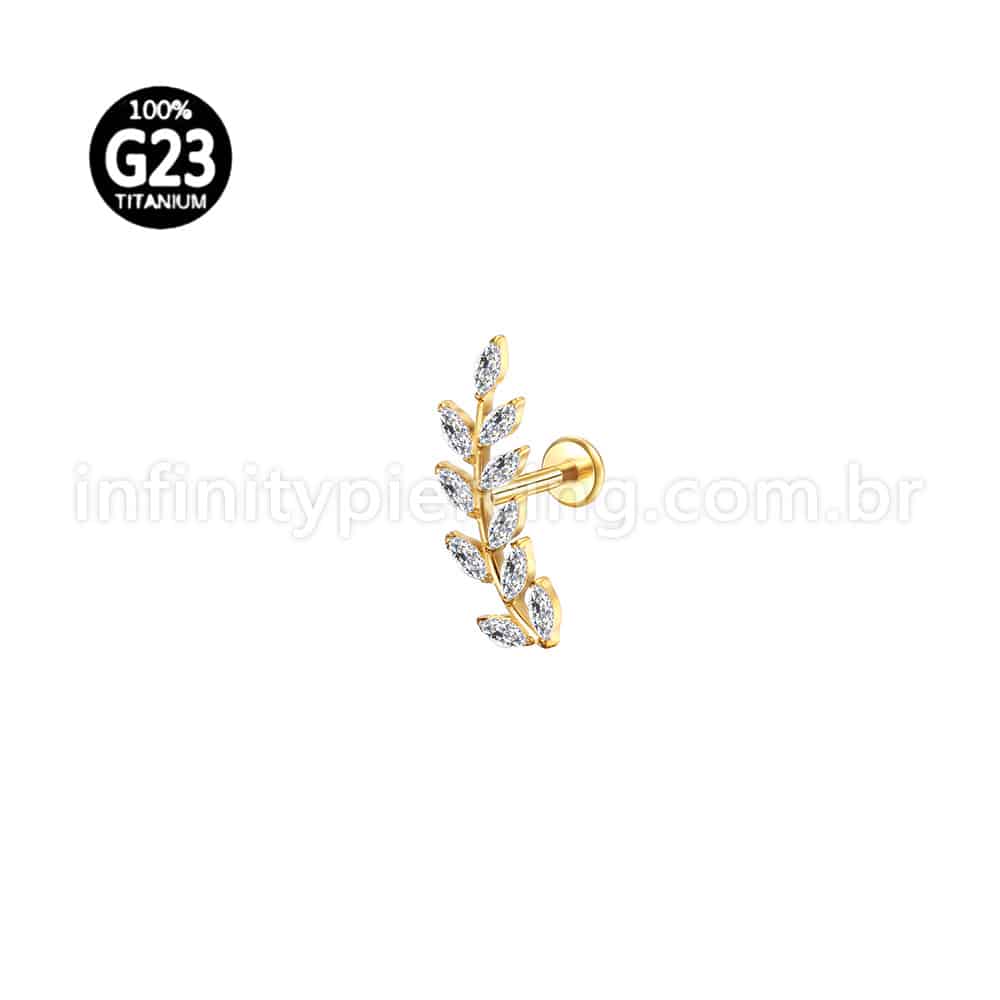 Piercing Labret Titânio Galho Zircônia
