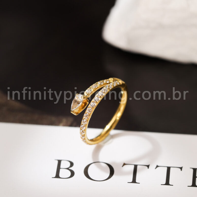 Piercing Argola Titânio Segmento Articulado Zircônia Cravejada