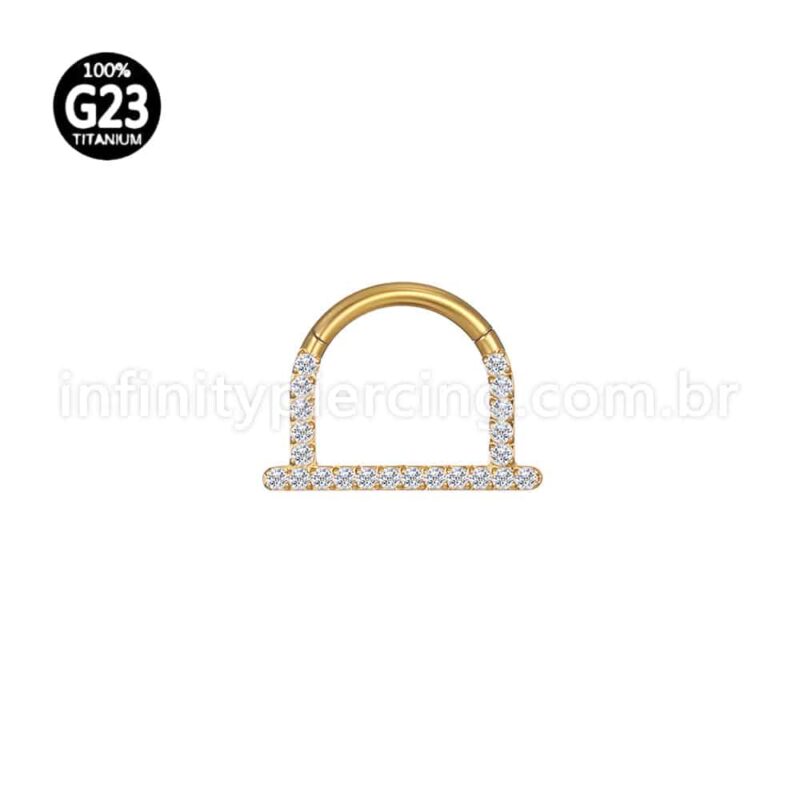Piercing Meia Argola Titânio Segmento Articulado Zircônia Lateral