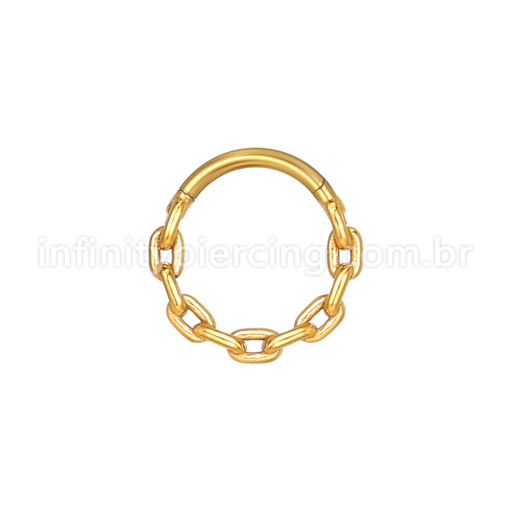 Piercing Argola Aço Cirúrgico Segmento Articulado Detalhe Corrente
