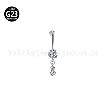 Brilho Minimalista com Corrente Dupla em Titânio para Piercing de Umbigo